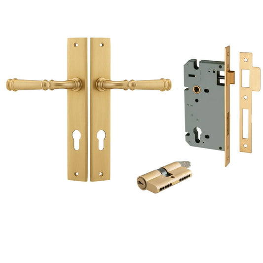 Iver Door Handle Verona Rectangular Euro Brushed Brass Entrance Kit