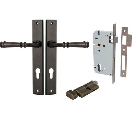 Iver Door Handle Verona Rectangular Euro Key/Thumb Signature Brass Entrance Kit