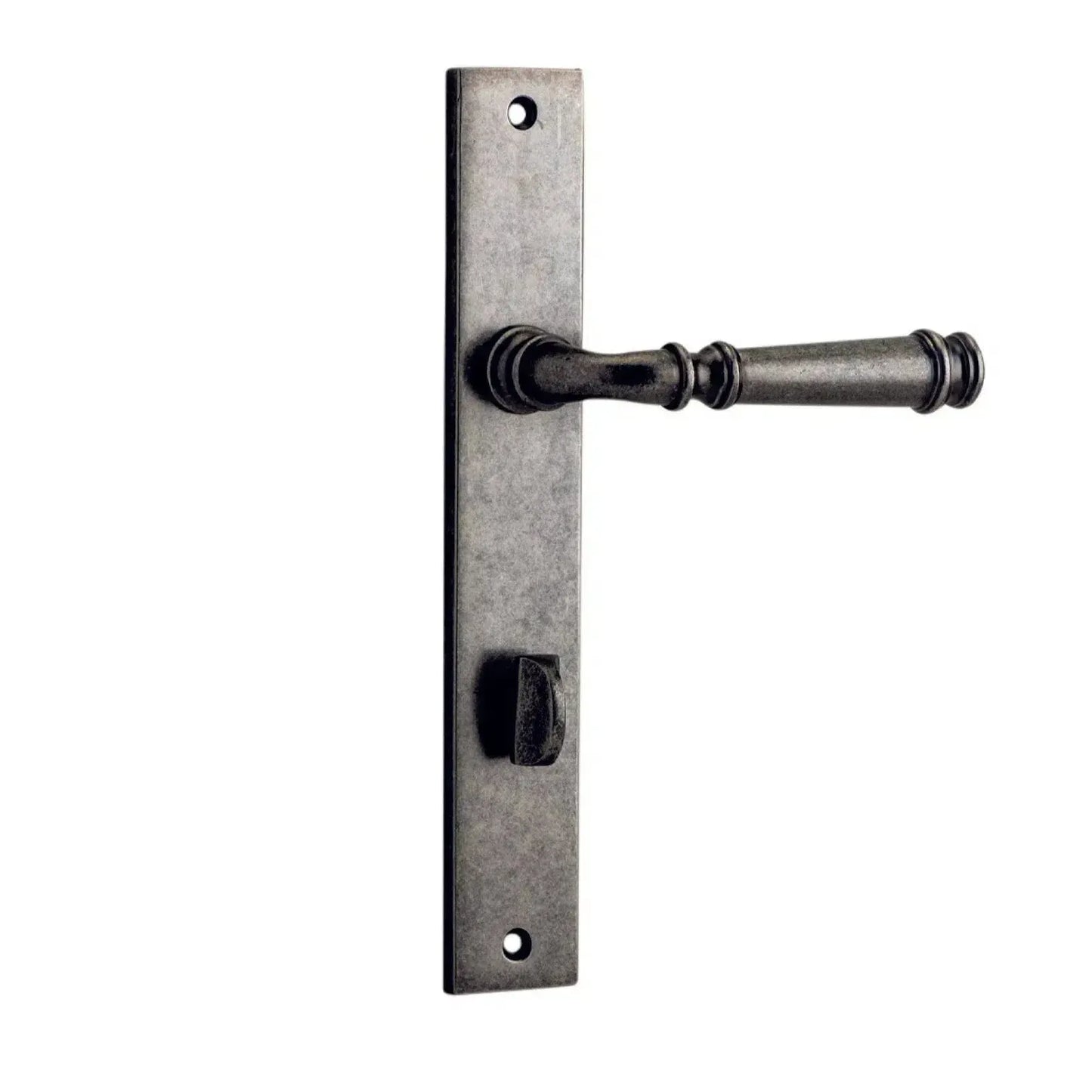 Iver Door Handle Verona Rectangular Privacy Pair Distressed Nickel