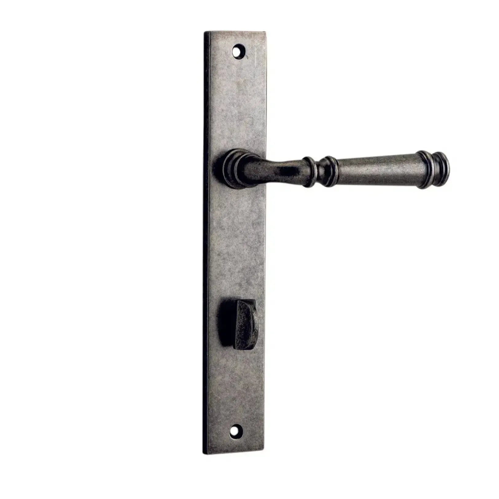 Iver Door Handle Verona Rectangular Privacy Pair Distressed Nickel