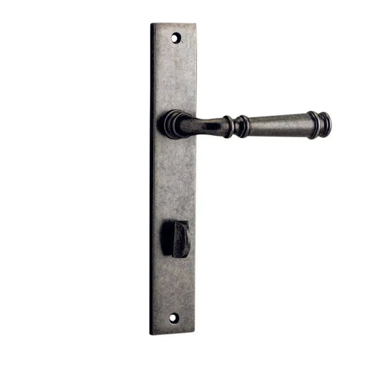 Iver Door Handle Verona Rectangular Privacy Pair Distressed Nickel