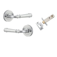 Iver Door Handle Verona Round Rose Inbuilt Privacy Pair Kit Brushed Chrome
