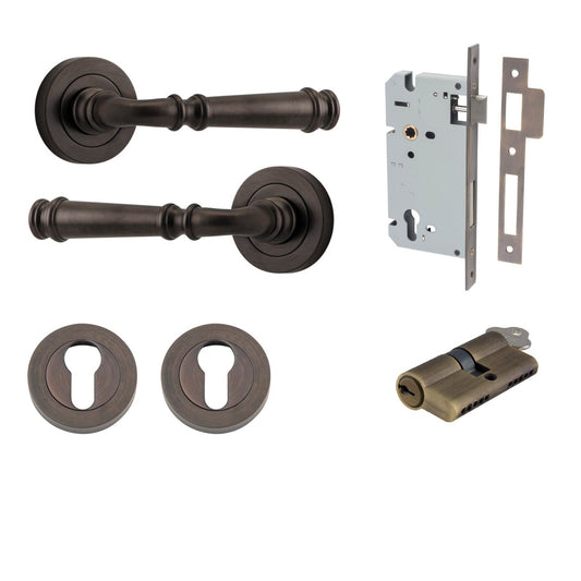 Iver Door Handle Verona Round Rose Pair Key/Key Signature Brass Entrance Kit