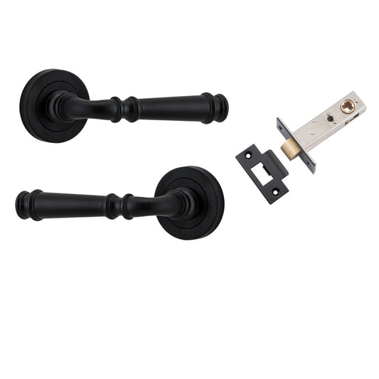 Iver Door Handle Verona Round Rose Pair Matt Black Passage Kit