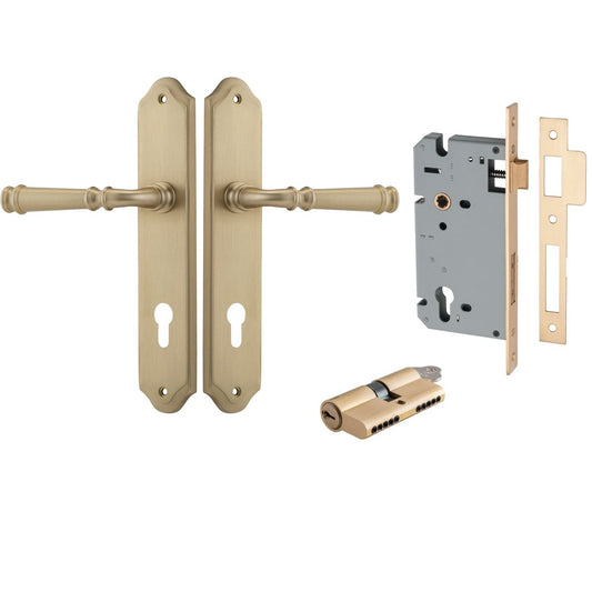 Iver Door Handle Verona Shouldered Euro Key/Key Brushed Brass Entrance Kit