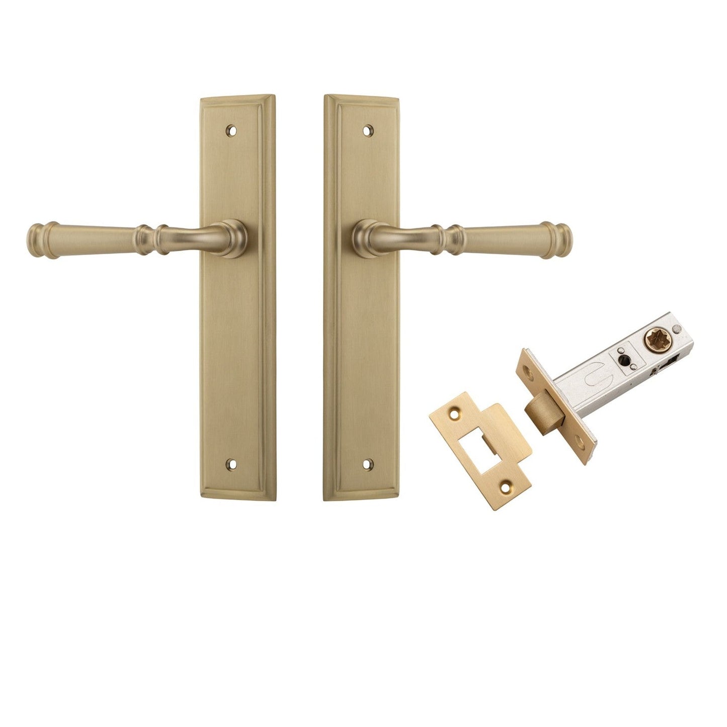 Iver Door Handle Verona Stepped Latch Brushed Brass Passage Kit
