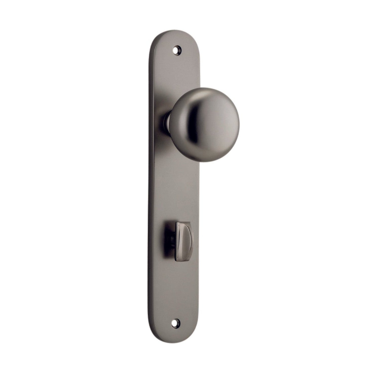 Iver Door Knob Cambridge Oval Privacy Pair Satin Nickel