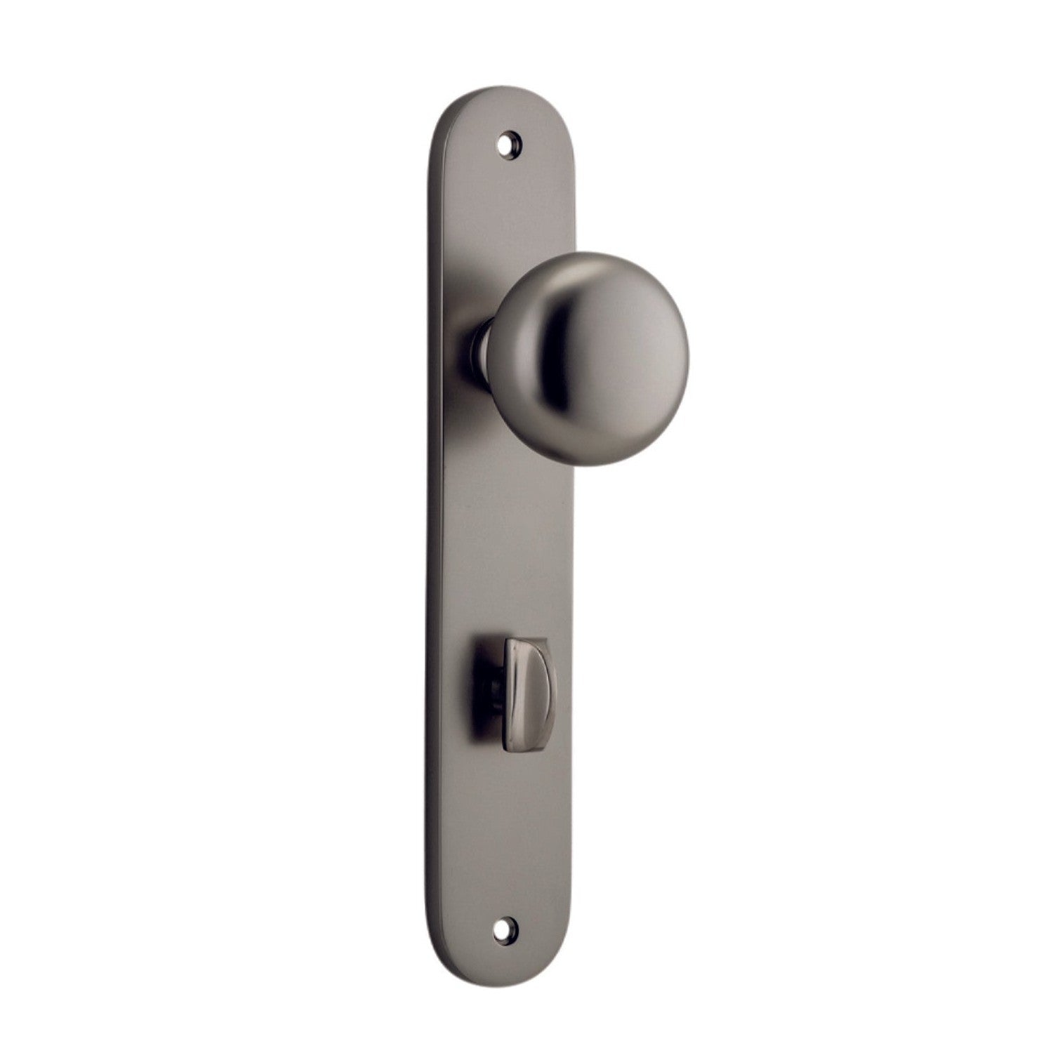 Iver Door Knob Cambridge Oval Privacy Pair Satin Nickel