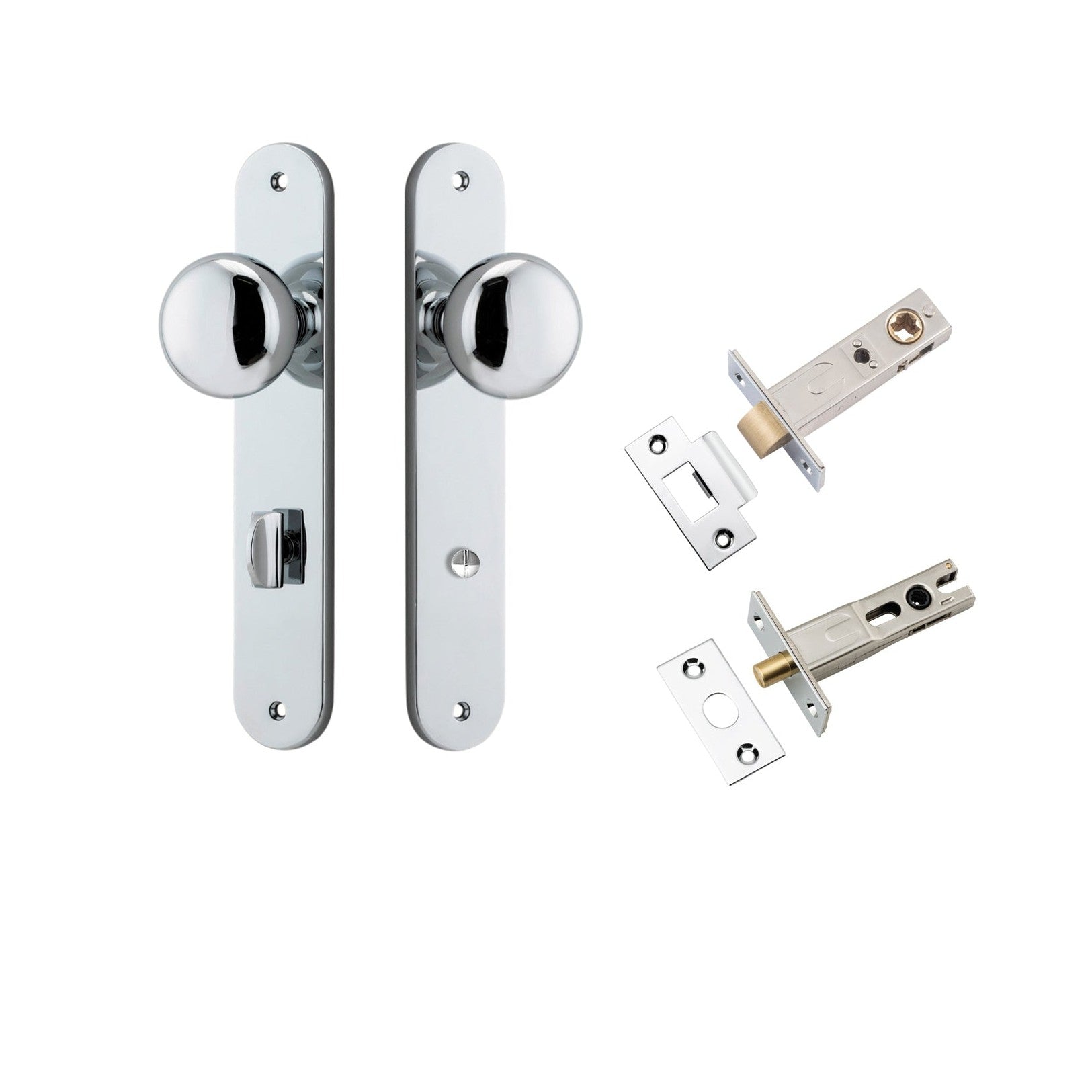 Iver Door Knob Cambridge Oval Privacy Polished Chrome Inbuilt Privacy Kit