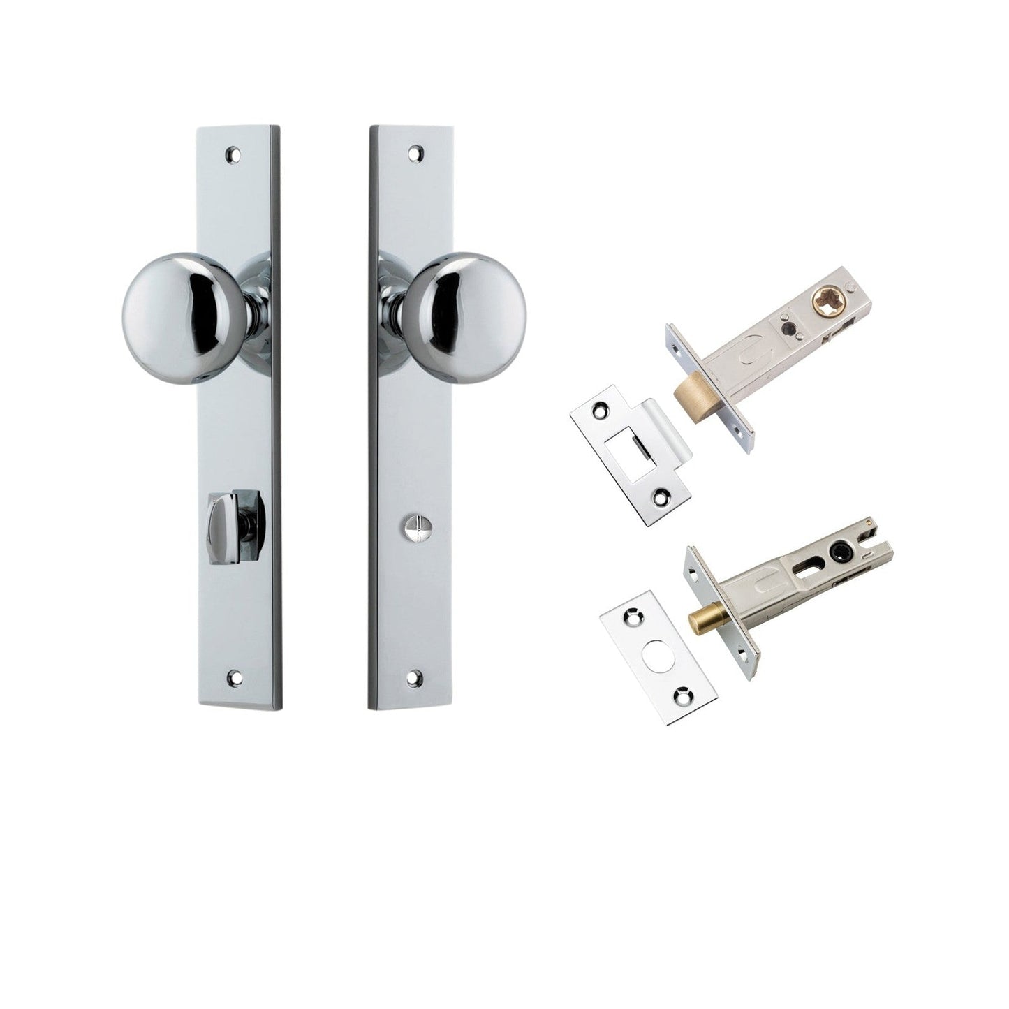 Iver Door Knob Cambridge Rectangular Privacy Polished Chrome Inbuilt Privacy Kit