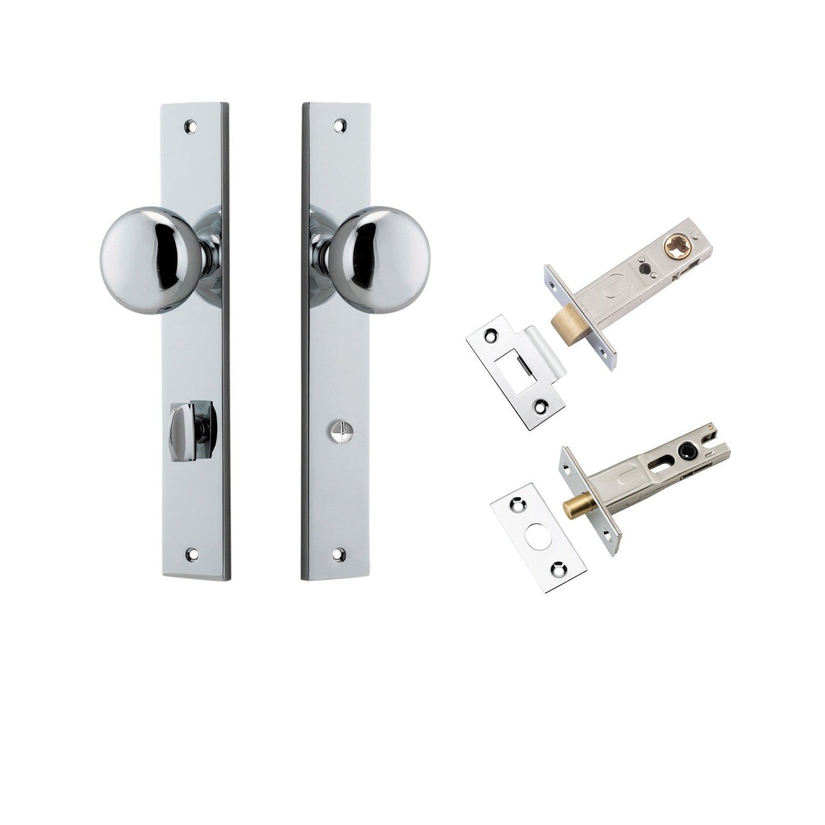 Iver Door Knob Cambridge Rectangular Privacy Polished Chrome Inbuilt Privacy Kit