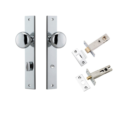 Iver Door Knob Cambridge Rectangular Privacy Polished Chrome Inbuilt Privacy Kit