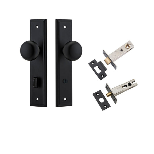 Iver Door Knob Cambridge Stepped Privacy Matt Black Inbuilt Privacy Kit