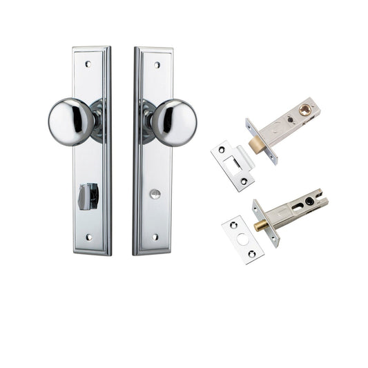 Iver Door Knob Cambridge Stepped Privacy Polished Chrome Inbuilt Privacy Kit