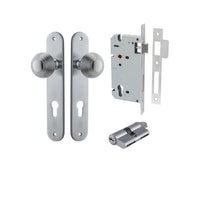 Iver Door Knob Guildford Oval Euro Key/Key Brushed Chrome Entrance Kit