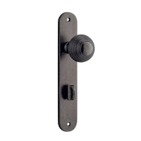 Iver Door Knob Guildford Oval Privacy Pair Distressed Nickel