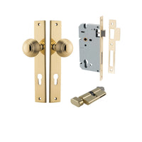 Iver Door Knob Guildford Rectangular Euro Key/Thumb Polished Brass Entrance Kit