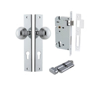 Iver Door Knob Guildford Rectangular Euro Key/Thumb Polished Chrome Entrance Kit