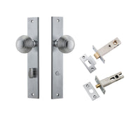 Iver Door Knob Guildford Rectangular Privacy Brushed Chrome Inbuilt Privacy Kit