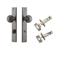 Iver Door Knob Guildford Rectangular Privacy Distressed Nickel Inbuilt Privacy Kit