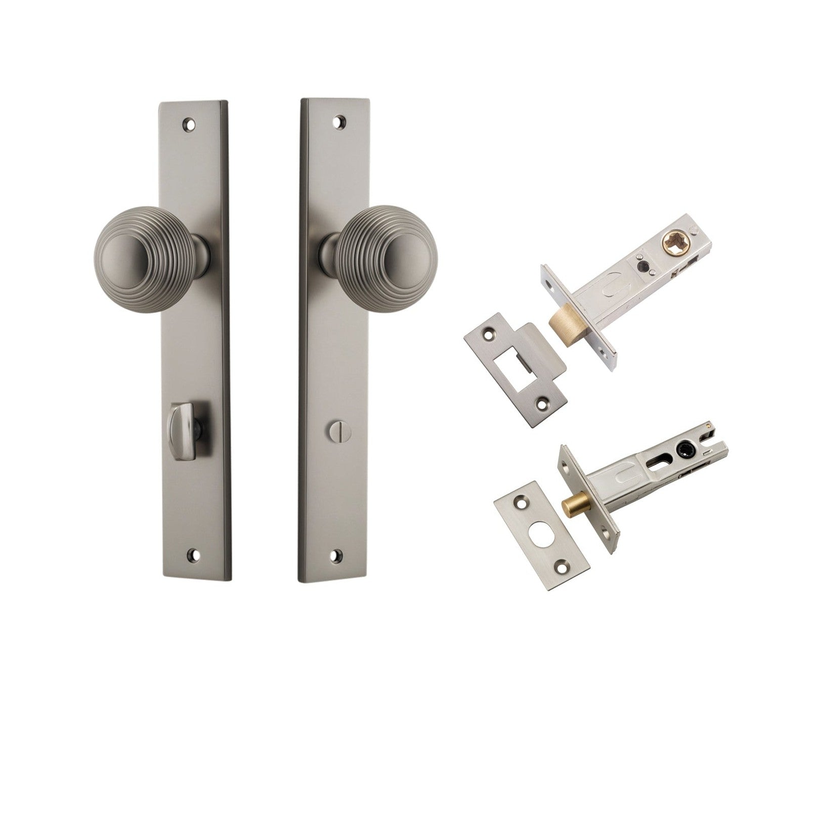 Iver Door Knob Guildford Rectangular Privacy Satin Nickel Inbuilt Privacy Kit