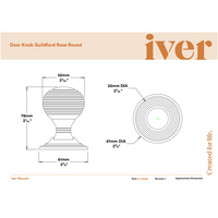 Iver Door Knob Guildford Round Rose Concealed Fix Pair Brushed Chrome