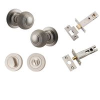 Iver Door Knob Guildford Round Rose Concealed Fix Satin Nickel Privacy Kit
