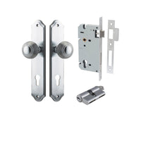 Iver Door Knob Guildford Shouldered Euro Key/Key Brushed Chrome Entrance Kit