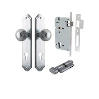Iver Door Knob Guildford Shouldered Euro Key/Thumb Brushed Chrome Entrance Kit