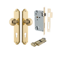 Iver Door Knob Guildford Shouldered Euro Key/Thumb Polished Brass Entrance Kit
