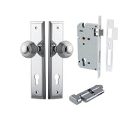 Iver Door Knob Guildford Stepped Euro Key/Thumb Polished Chrome Entrance Kit