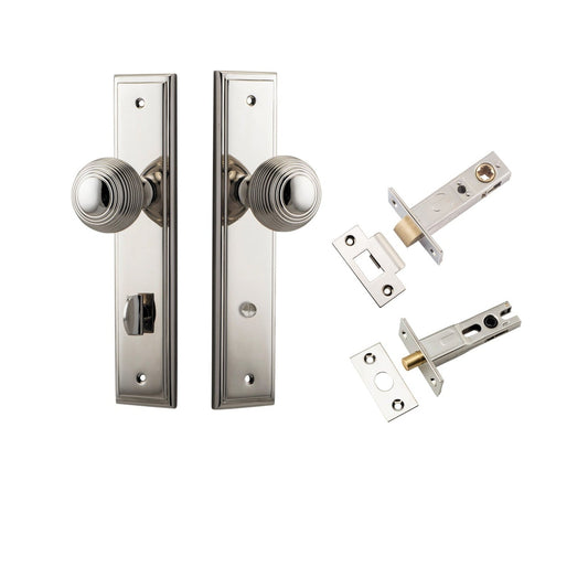 Iver Door Knob Guildford Stepped Privacy Polished Nickel Inbuilt Privacy Kit