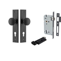 Iver Door Knob Paddington Chamfered Key/Thumb Matt Black Entrance Kit