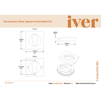 Iver Escutcheon Euro Concealed Fix Square Pair Distressed Nickel