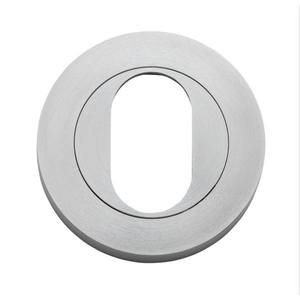 Iver Escutcheon Oval Round Pair Brushed Chrome