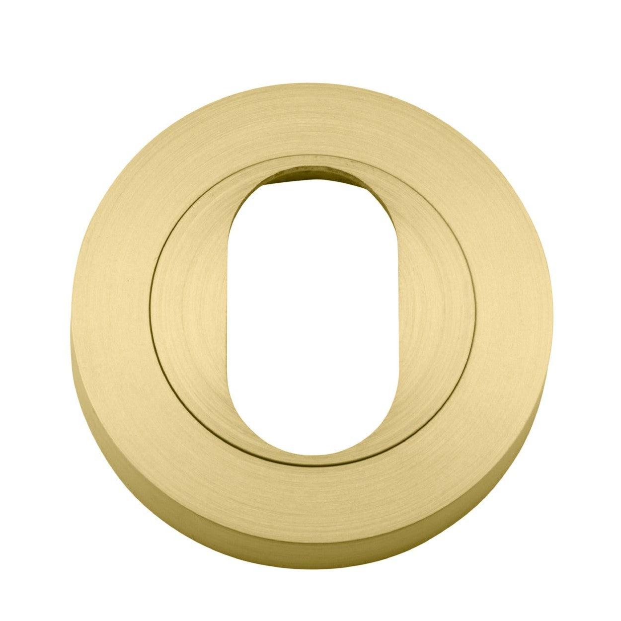 Iver Escutcheon Oval Round Pair Brushed Gold PVD