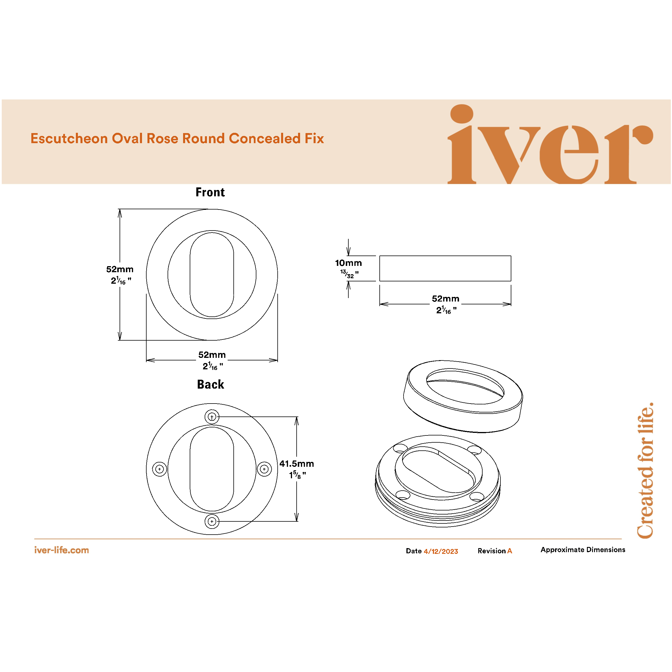 Iver Escutcheon Oval Round Pair Distressed Nickel