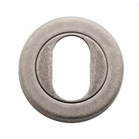 Iver Escutcheon Oval Round Pair Distressed Nickel