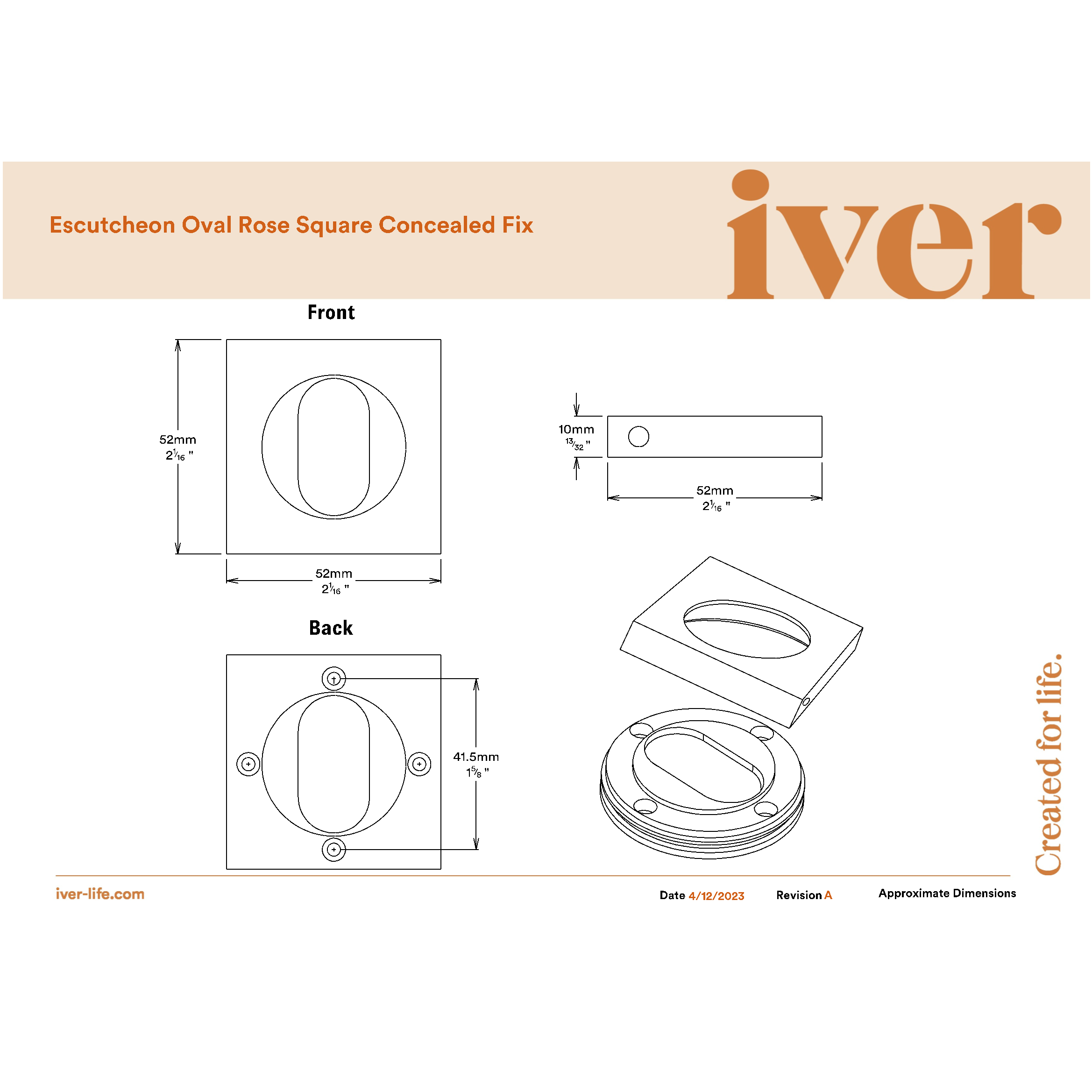 Iver Escutcheon Oval Square Pair Distressed Nickel