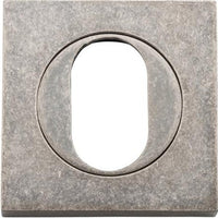 Iver Escutcheon Oval Square Pair Distressed Nickel
