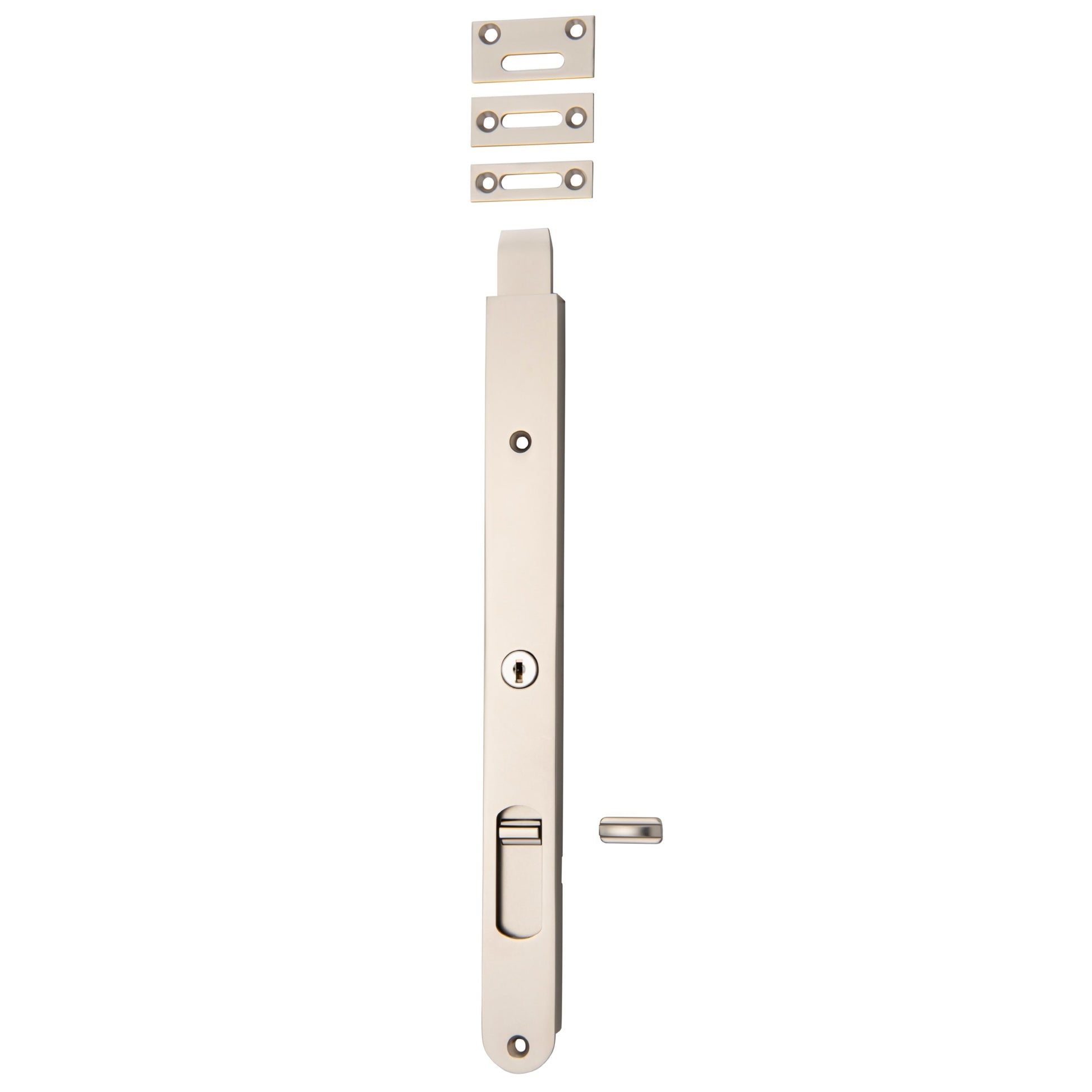 Iver Flush Bolt Locking Satin Nickel H300mm