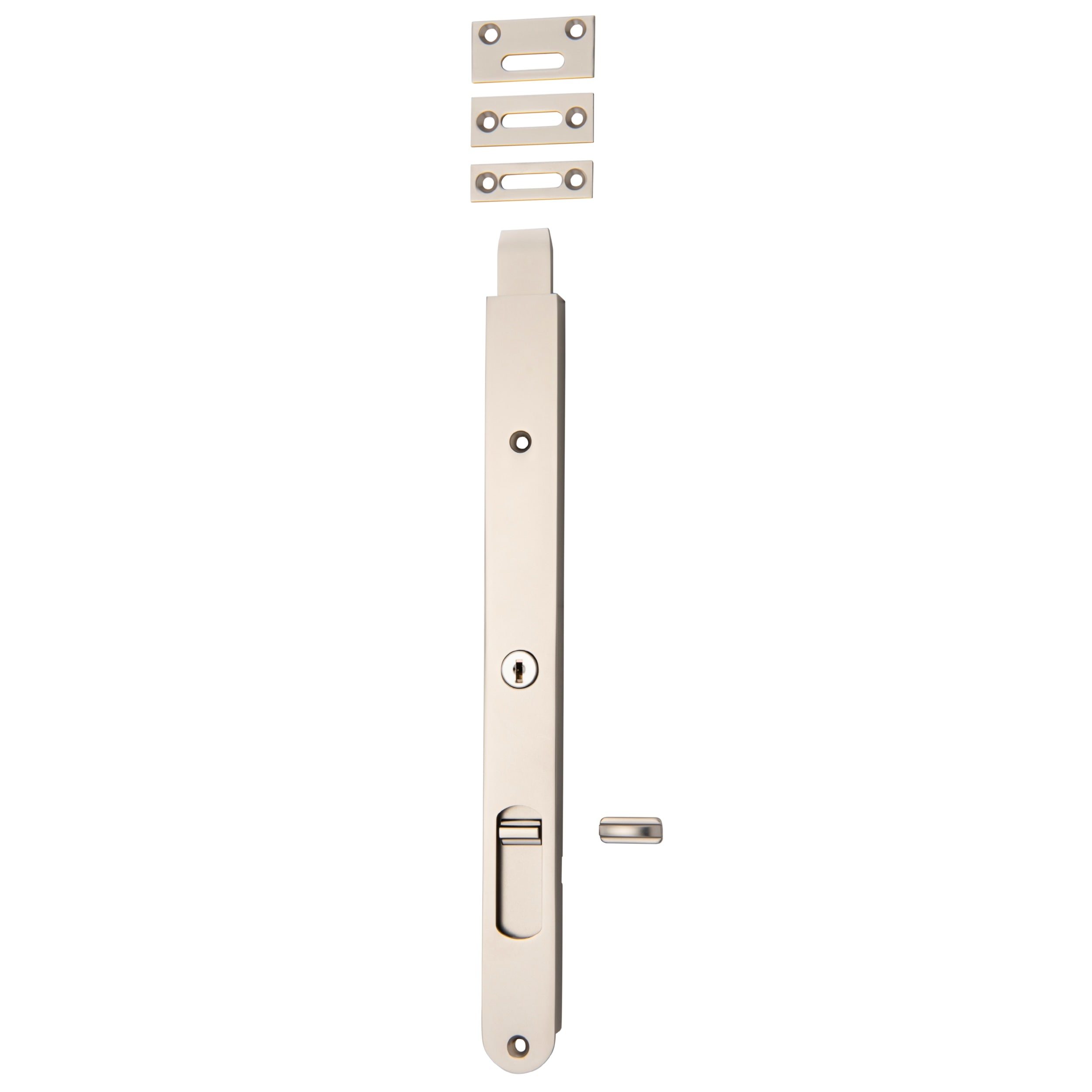 Iver Flush Bolt Locking Satin Nickel H300mm