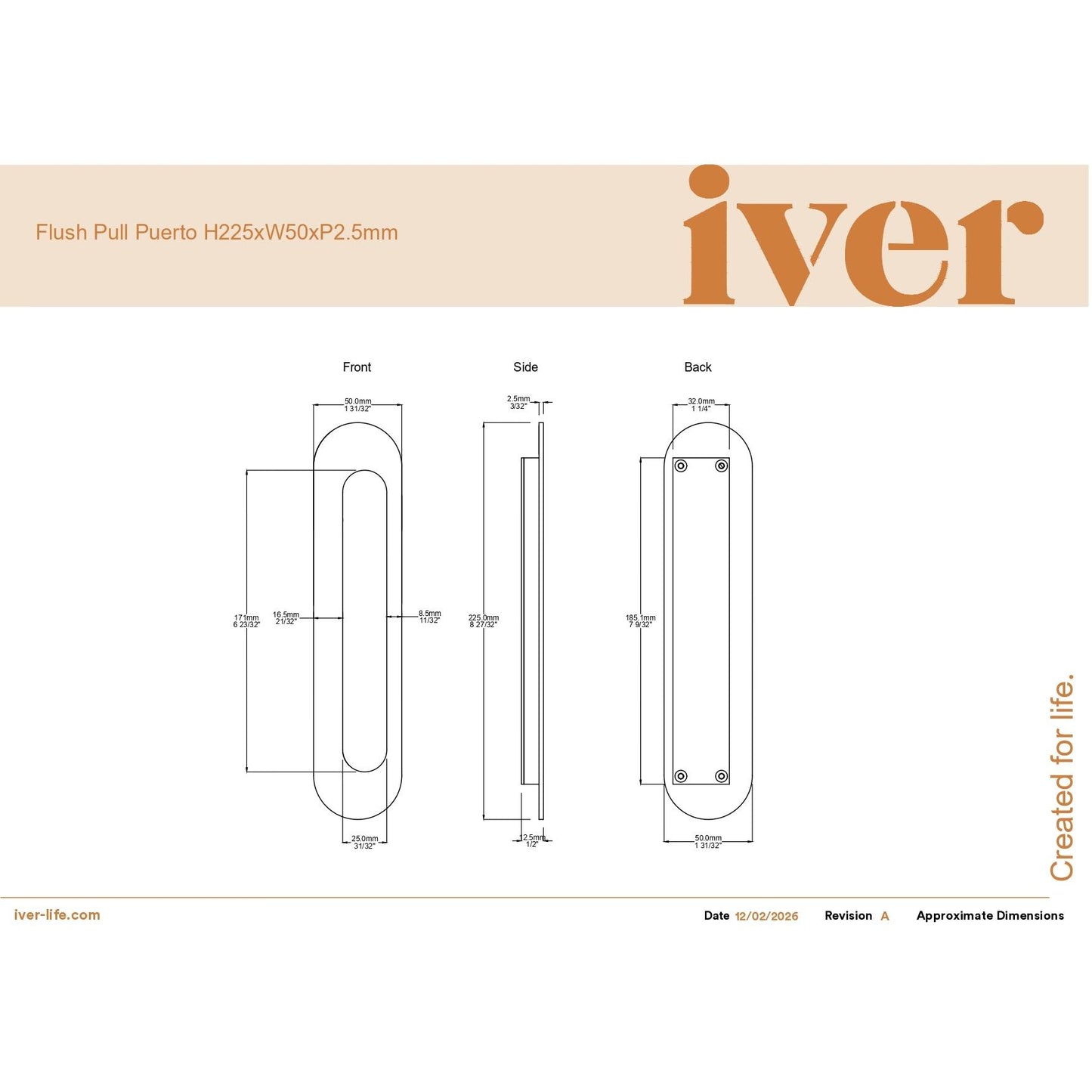 Iver Flush Pull Puerto Oval Satin Nickel