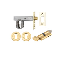 Iver Mortice Deadbolt Euro Polished Brass Backset 70mm Key/Thumb Escutcheon Round Kit