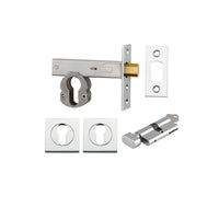 Iver Mortice Deadbolt Euro Polished Chrome Backset 60mm Key/Thumb Escutcheon Square Kit