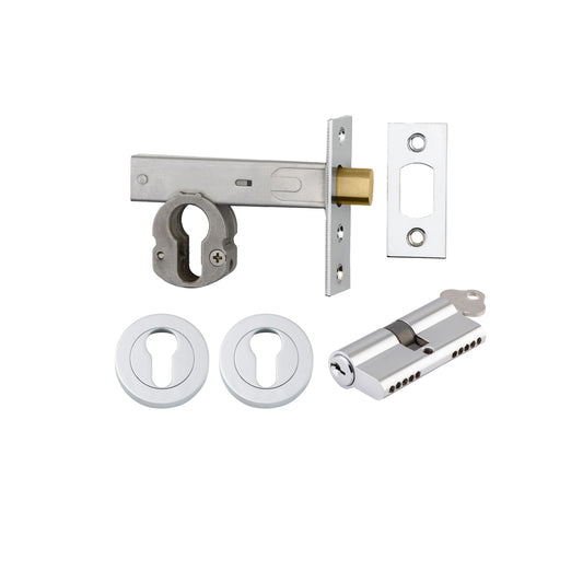 Iver Mortice Deadbolt Euro Polished Chrome Backset 70mm Key/Key Escutcheon Round Kit