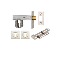 Iver Mortice Deadbolt Euro Polished Nickel Backset 60mm Key/Thumb Escutcheon Square Kit