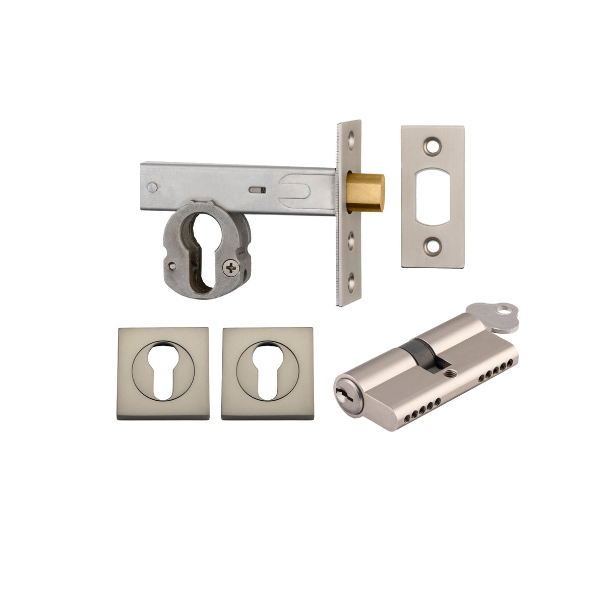 Backset Key Iver Mortice Deadbolt Euro Satin Nickel Backset 60mm Key/Key Escutcheo ...