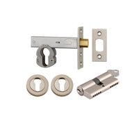 Iver Mortice Deadbolt Euro Satin Nickel Backset 70mm Key/Key Escutcheon Round Kit