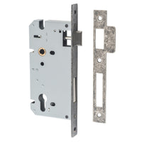 Iver Mortice Lock Euro Distressed Nickel CTC85mm Backset 60mm